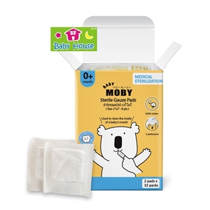 [8858971511030] ผ้าก๊อซเช็ดทำความสะอาดช่องปากและฟัน Moby 32packs