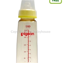 [PG005960N1] Pigeonขวดนมพีเจ้นสีชาKPSU 8oz.จุกมินิsize M 