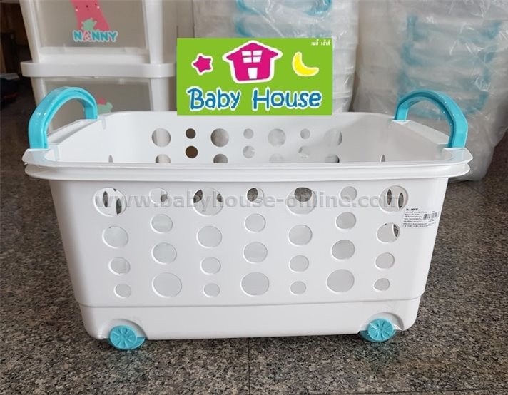 Nanny ตะกร้าผ้าขนาดกลาง มีล้อ รุ่น N3540 สามารถวางเป็นชั้นซ้อนต่อกันได้