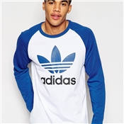 เสื้อยืด adidas สีขาวตัดน้ำเงิน