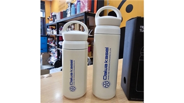 ขวดน้ำสุญญากาศทรงกระบอก ฝาหูหิ้ว พิมพ์โลโก้