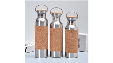 ขวดน้ำสแตนเลสปลอกไม้ก๊อก สไตล์ธรรมชาติ พกพาง่าย