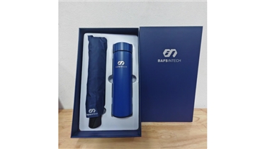 เซตของขวัญขวดน้ำสุญญากาศและร่มพับ สีกรมท่าเรียบเท่