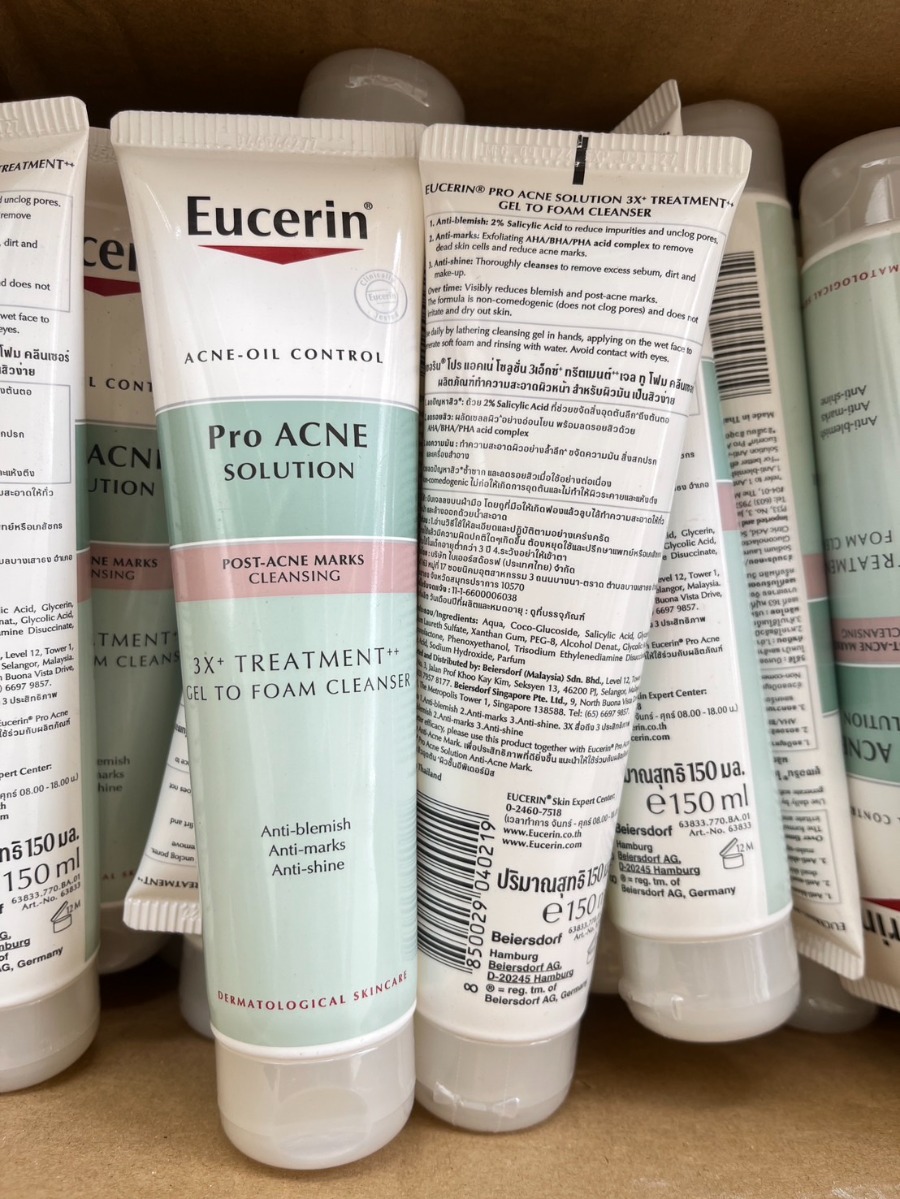Eucerin Pro Acne Solution 3X Treatment Gel To Foam Cleanser 150ml.