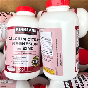 กระปุกชมพู Kirkland Signature Calcium Citrate Magnesium and Zinc, (500Tablets)