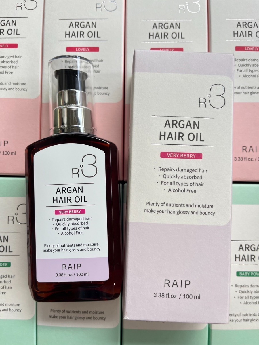 ออยล์ Raip R3 Argan Hair Oil 100 ml #Very Berry ม่วงอ่อน