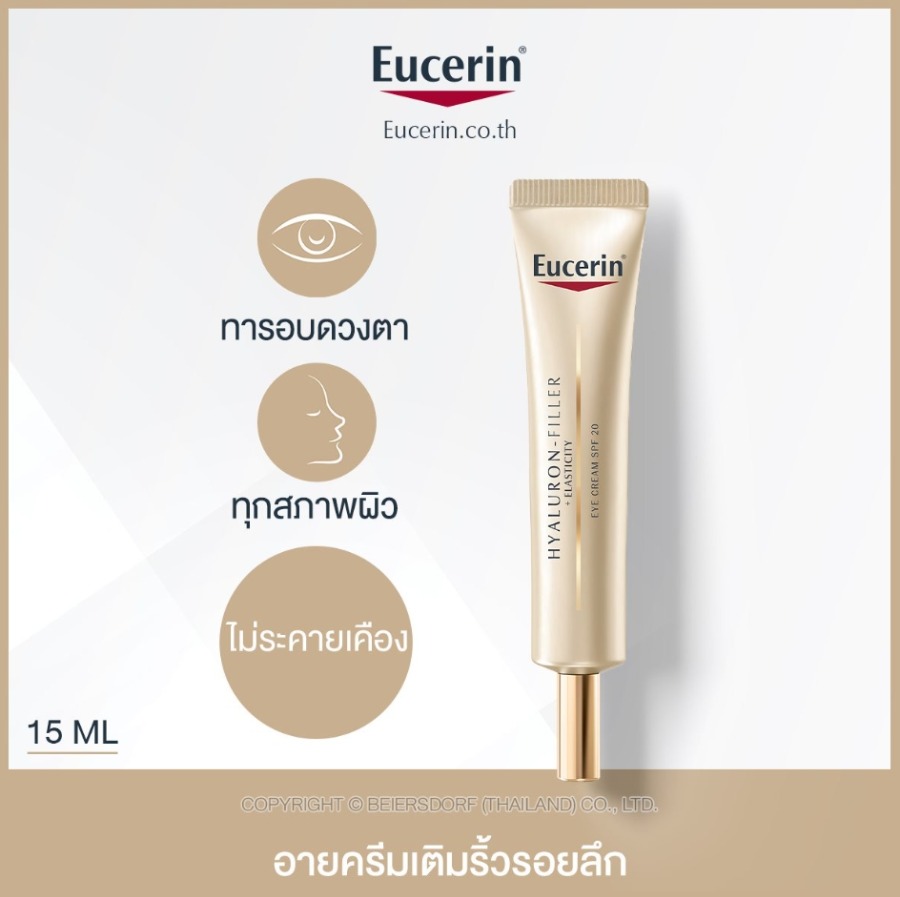 แพ็คเกจยุโรป - Eucerin Hyaluron-Filler + Elasticity Eye Cream SPF20 ขนาด 15ml.