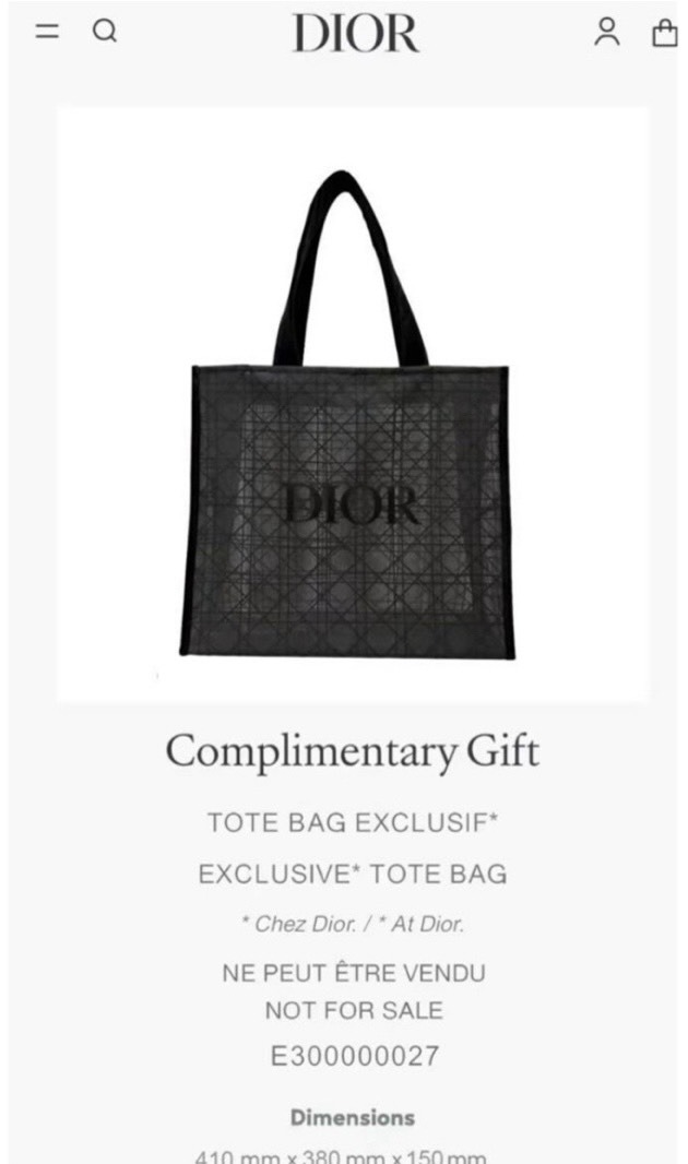 ดำ Dior Beauty Mesh Tote Bag