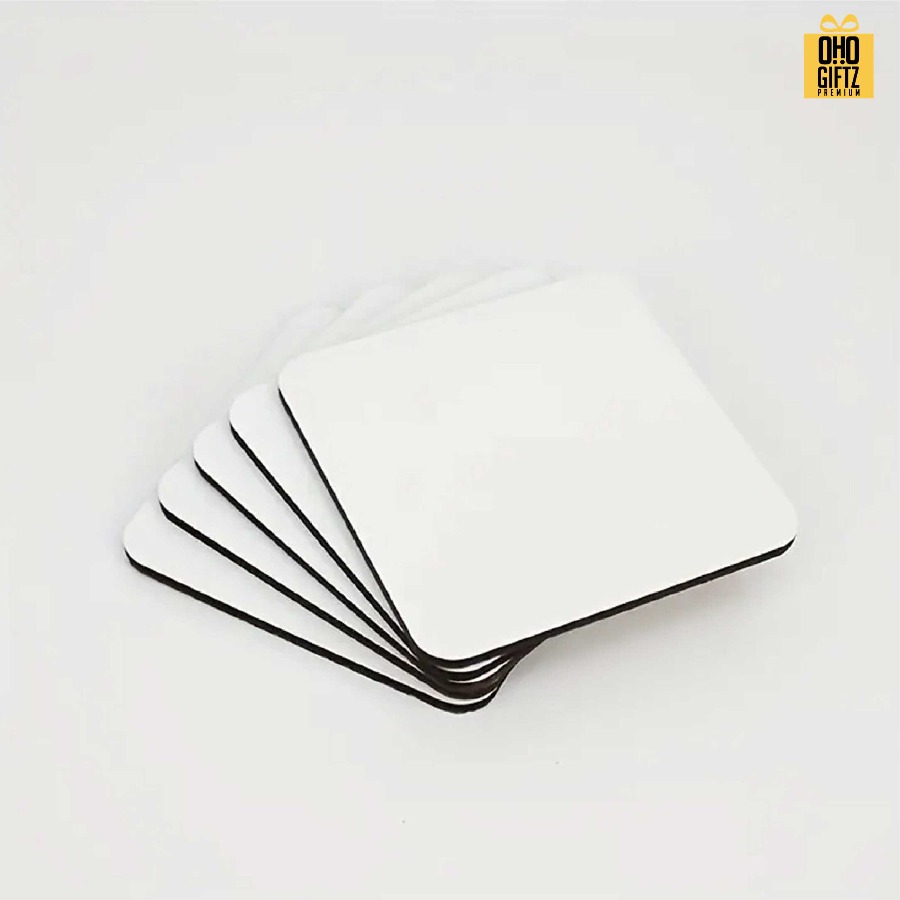 แผ่นรองแก้วน้ำไม้ MDF พิมพ์ไม่จำกัดสี สกรีนโลโก้ได้ พิมพ์ภาพได้