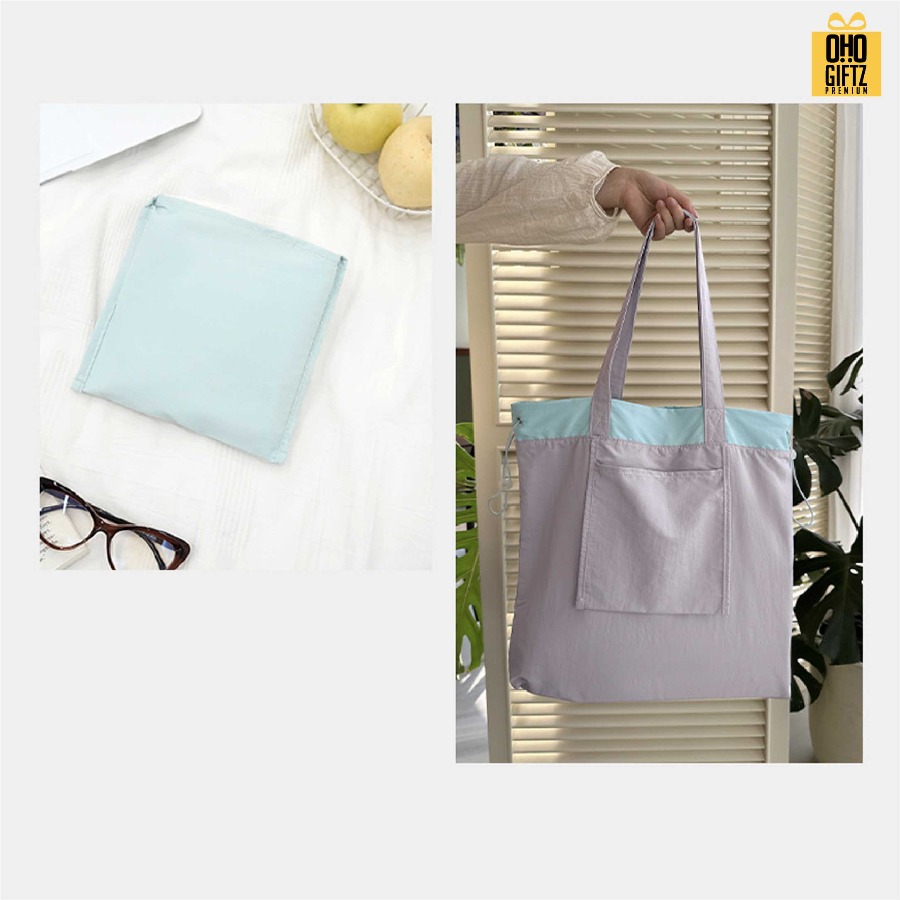 กระเป๋าผ้าไนล่อนกันน้ำ สีทูโทน สกรีนโลโก้ ทำเป็นของพรีเมี่ยมได้