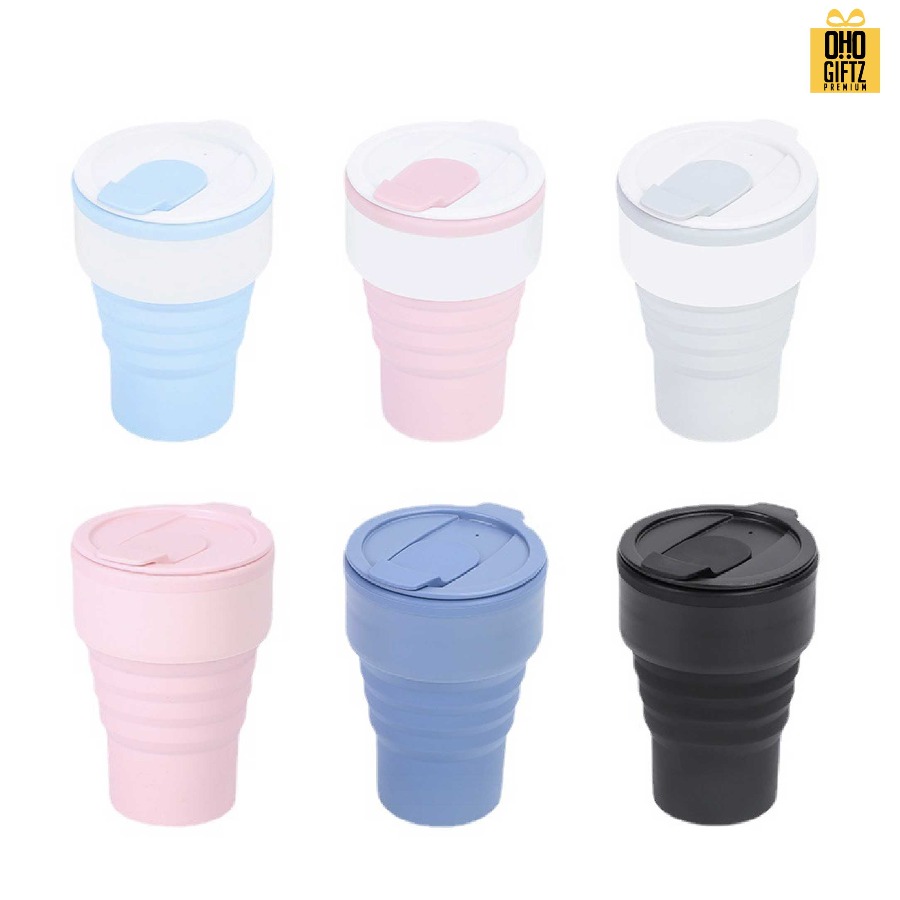 แก้วซิลิโคนพับเก็บได้ สกรีนโลโก้ ทำเป็นของพรีเมี่ยมได้