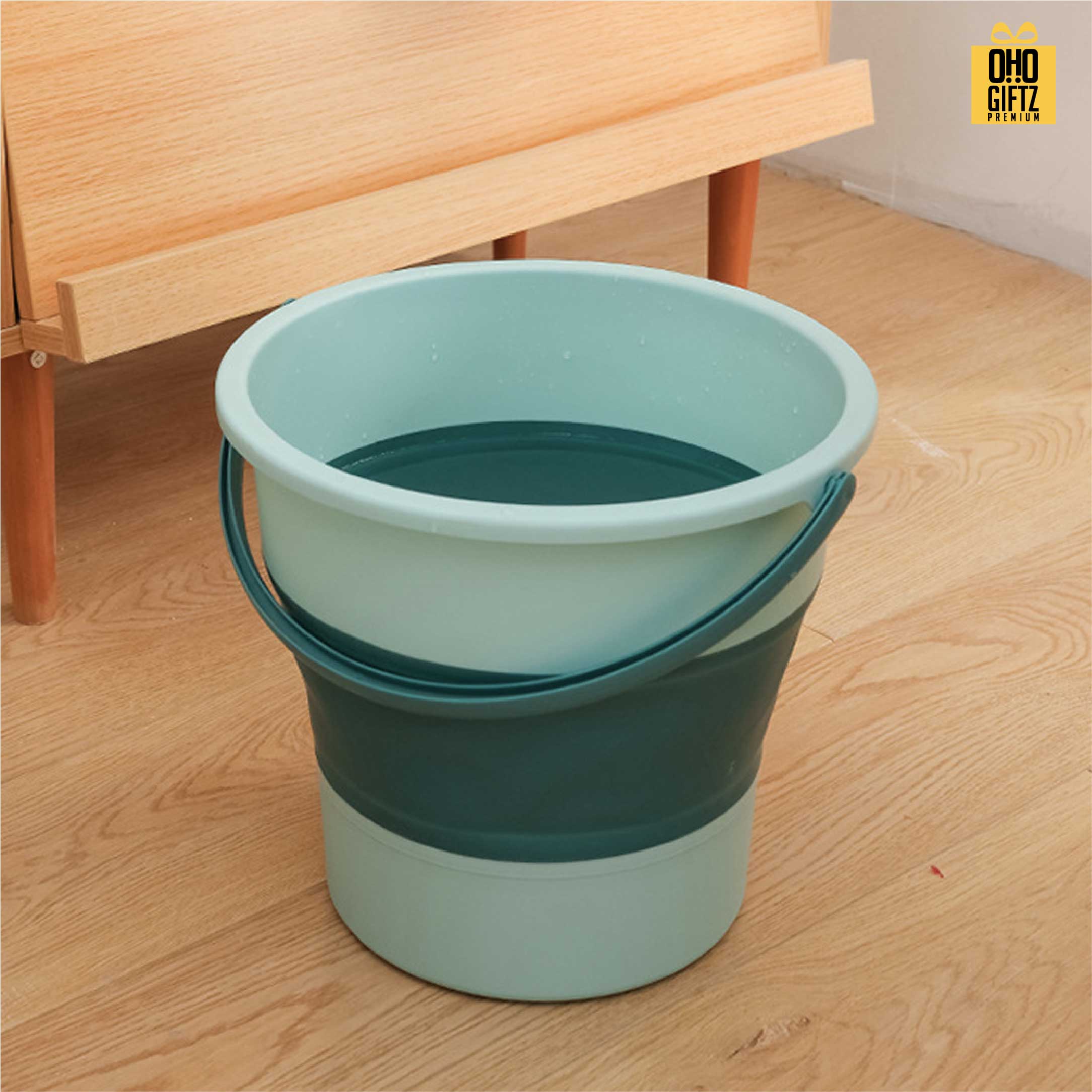 ถังน้ำพับเก็บได้ สกรีนโลโก้ ทำเป็นของพรีเมี่ยมได้