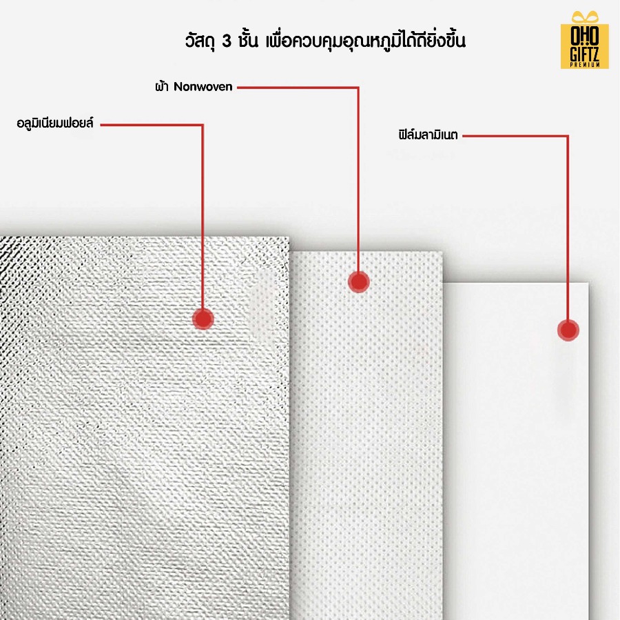 ถุงเก็บความร้อนเย็น ด้านในเคลือบฟอยล์ สกรีนโลโก้ ทำเป็นของพรีเมี่ยม