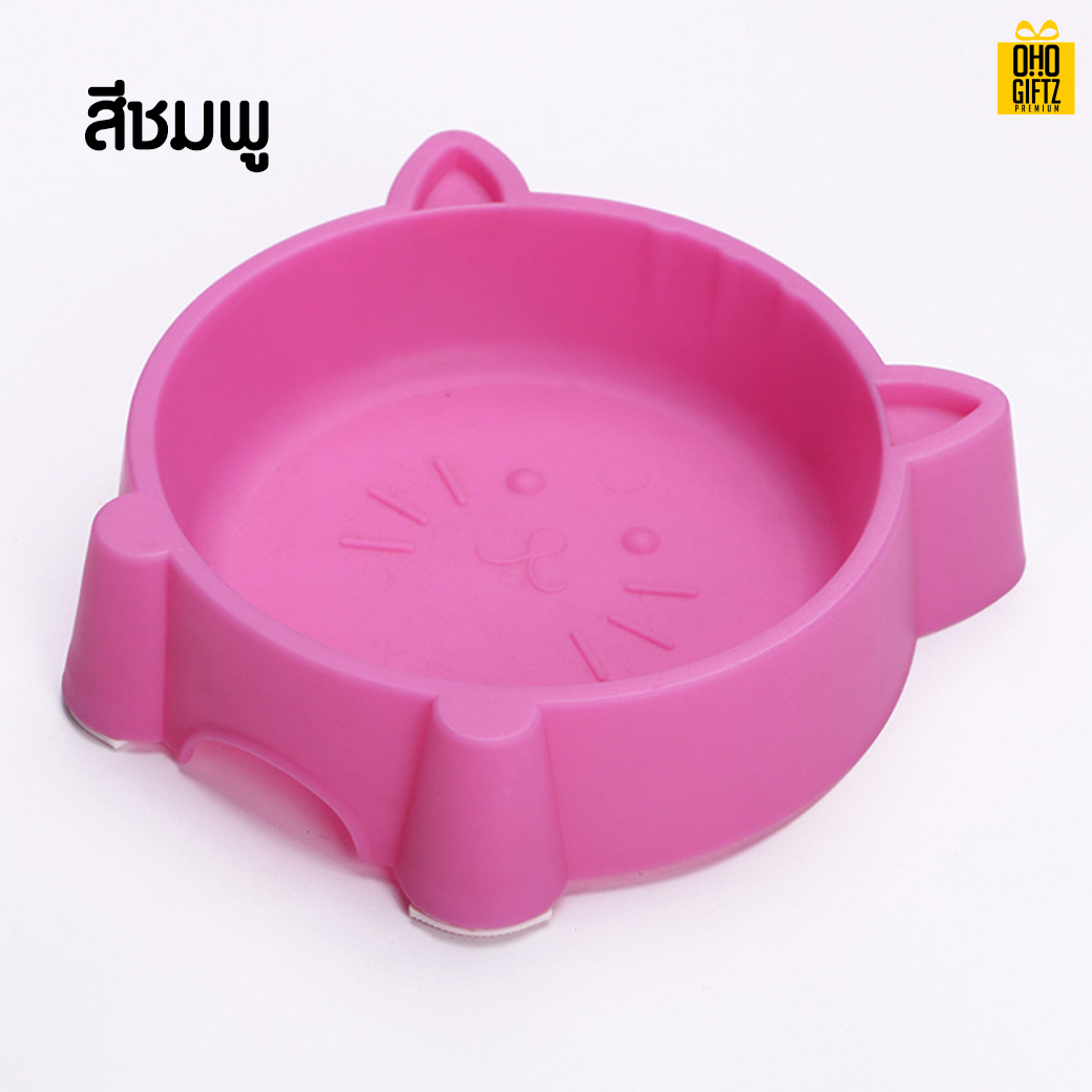 ชามอาหารสัตว์เลี้ยงหน้าแมว สกรีนโลโก้ ทำเป็นของพรีเมี่ยม