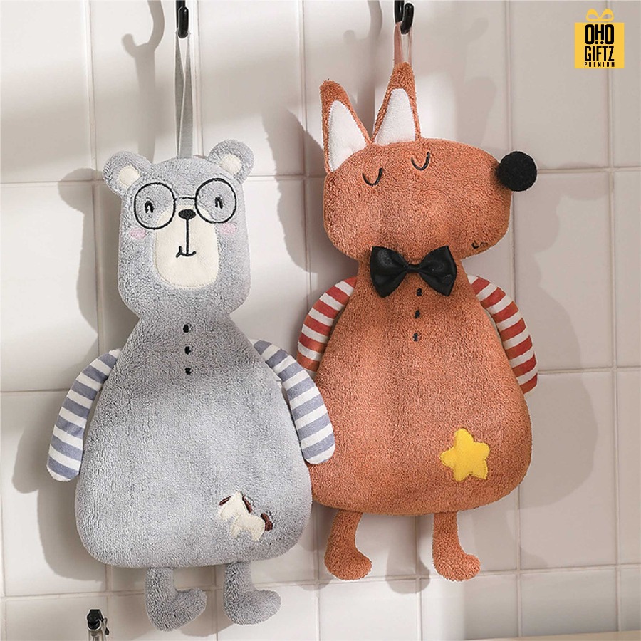 ผ้าเช็ดมือสัตว์น้อยน่ารัก สกรีนโลโก้ ติดลาเบล ทำเป็นของพรีเมี่ยมได้