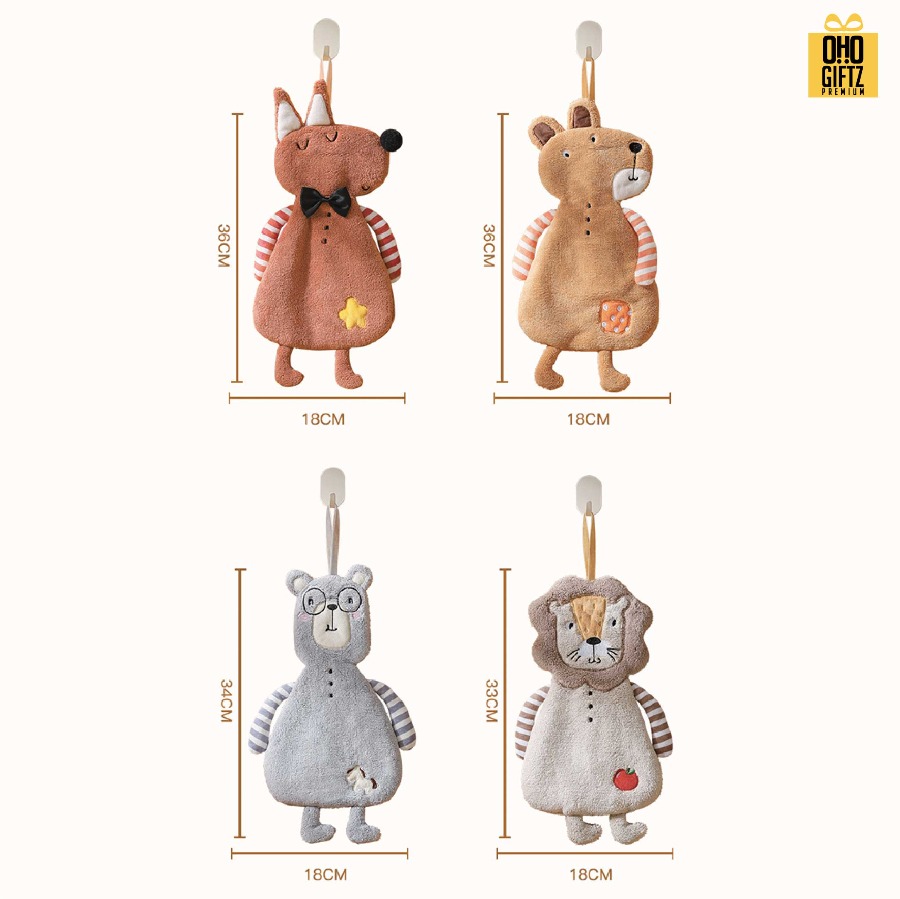 ผ้าเช็ดมือสัตว์น้อยน่ารัก สกรีนโลโก้ ติดลาเบล ทำเป็นของพรีเมี่ยมได้