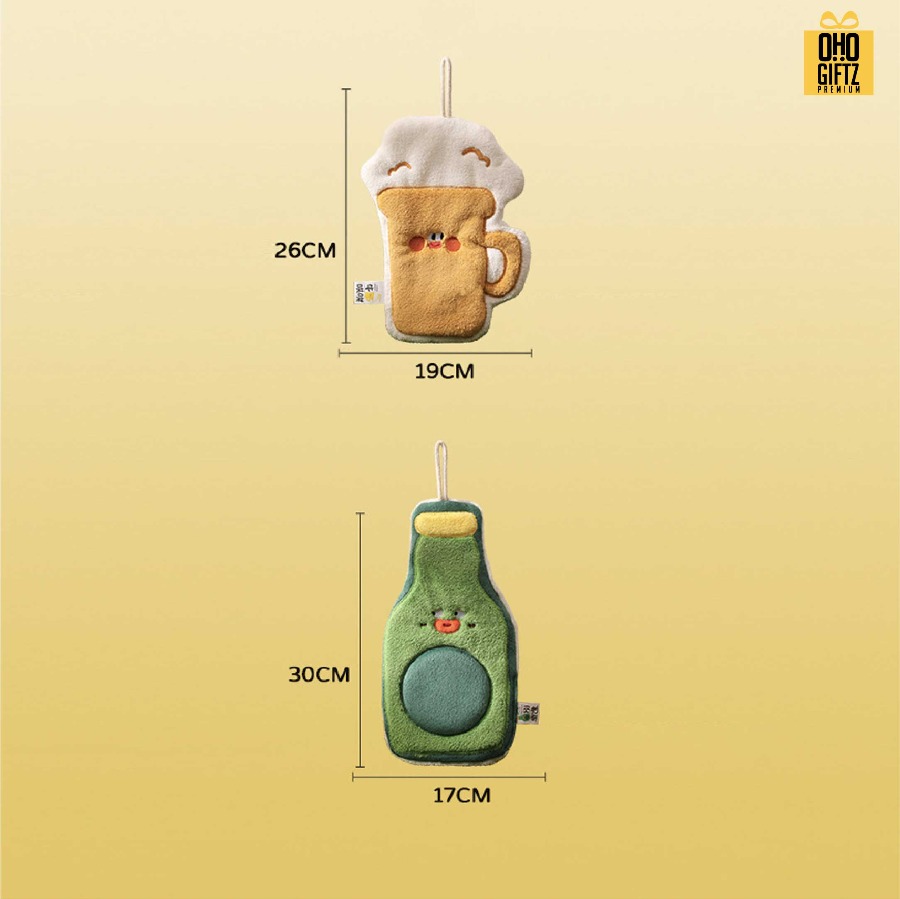 ผ้าเช็ดมือขวดเบียร์และไวน์ สกรีนโลโก้ ติดลาเบล ทำเป็นของพรีเมี่ยมได้