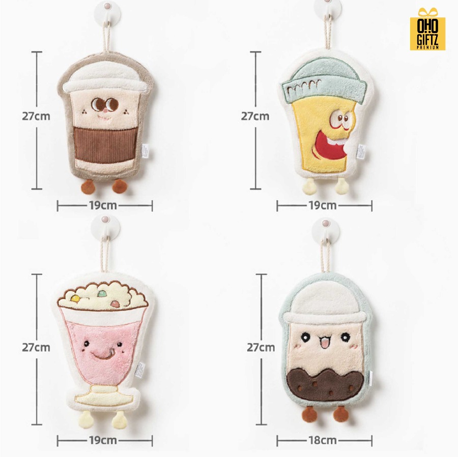 ผ้าเช็ดมือถ้วยเครื่องดื่ม สกรีนโลโก้ ติดลาเบล ทำเป็นของพรีเมี่ยมได้