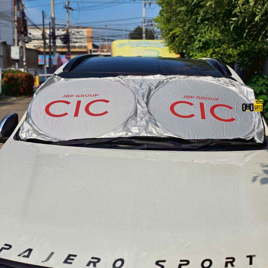 ม่านบังแดดรถยนต์ สกรีนโลโก้ ทำเป็นของพรีเมี่ยม ของชำร่วยได้