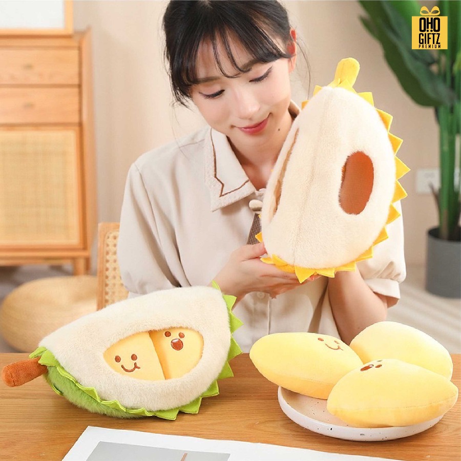 ตุ๊กตาหมอนทุเรียน สกรีนโลโก้ ทำเป็นของพรีเมี่ยมได้ 