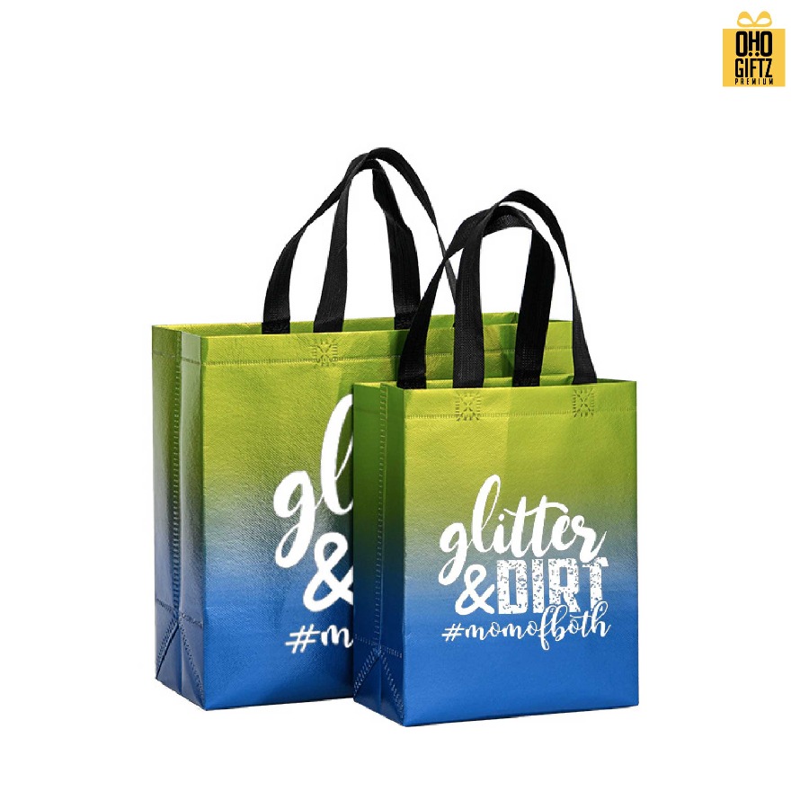 กระเป๋าผ้าสปันบอนด์เคลือบเซอร์เงา สกรีนโลโก้ ทำเป็นของพรีเมี่ยมได้