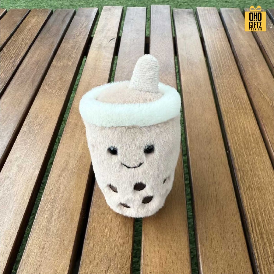 พวงกุญแจตุ๊กตาชานมไข่มุก สกรีนโลโก้ ทำเป็นของพรีเมี่ยม ของชำร่วยได้