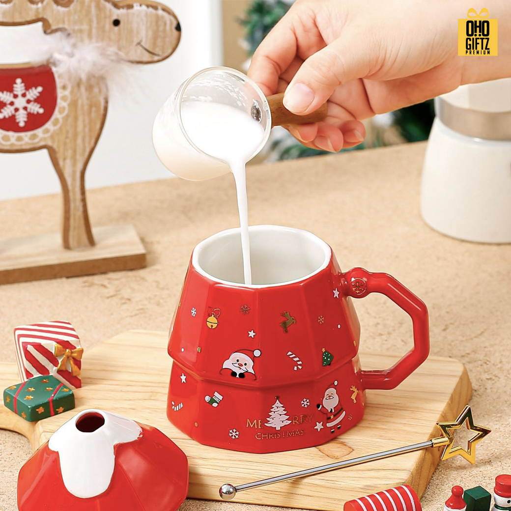 ชุดแก้วเซรามิคแซนต้า X'Mas สกรีนชื่อ สกรีนโลโก้ ทำเป็นของพรีเมี่ยมได้