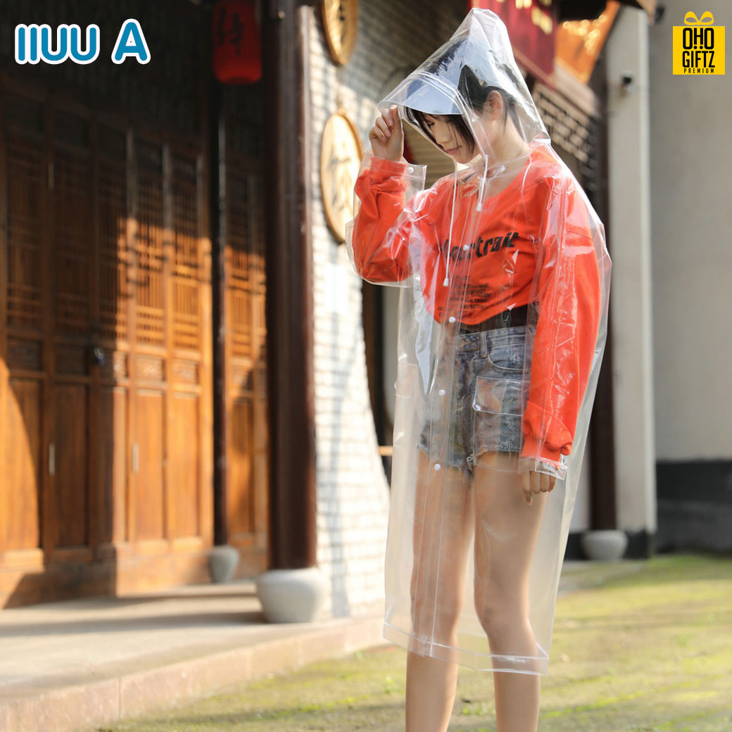 เสื้อกันฝนแฟชั่นสีใส สกรีนโลโก้ ทำเป็นของพรีเมี่ยมได้
