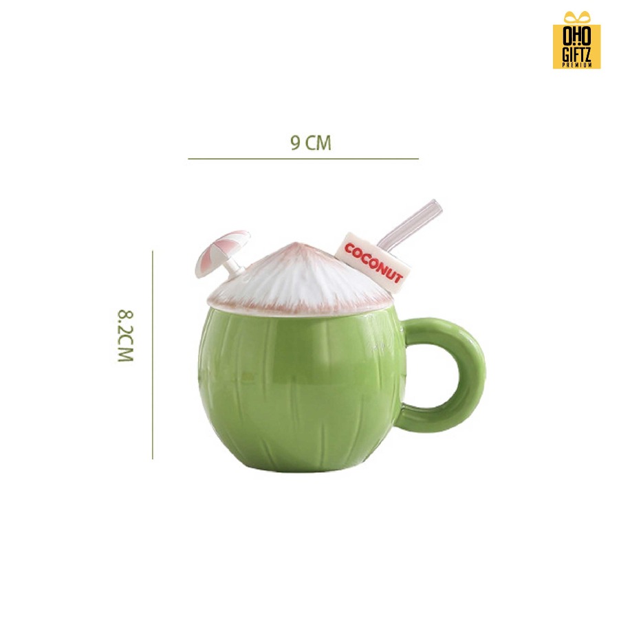 แก้วเซรามิคทรงมะพร้าว สกรีนชื่อ สกรีนโลโก้ ทำเป็นของพรีเมี่ยมได้