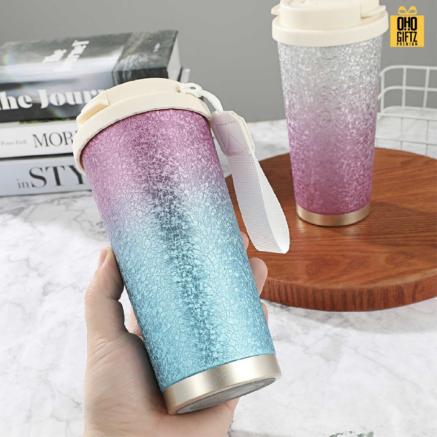 แก้วเก็บความเย็นกากเพชร สกรีนโลโก้ ทำเป็นของพรีเมี่ยมได้