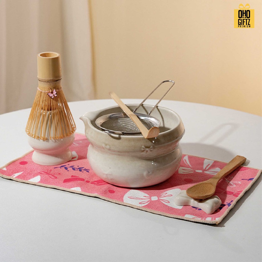 ชุดเซ็ทชงมัจฉะ สกรีนโลโก้ ทำเป็นของพรีเมี่ยม ของชำร่วย