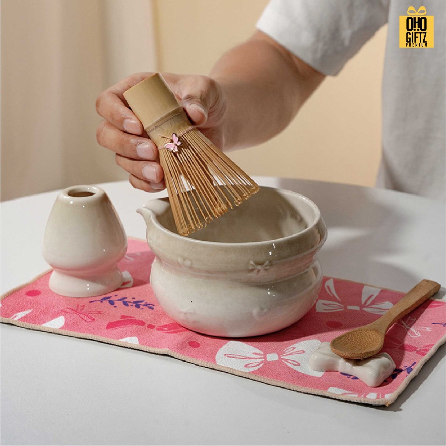 ชุดเซ็ทชงมัจฉะ สกรีนโลโก้ ทำเป็นของพรีเมี่ยม ของชำร่วย