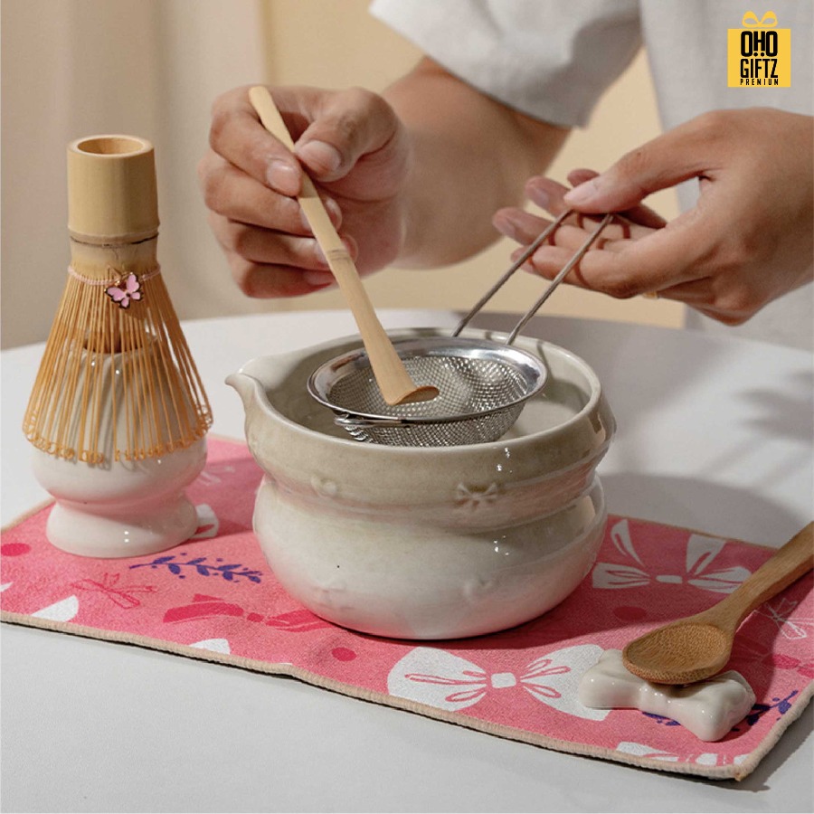 ชุดเซ็ทชงมัจฉะ สกรีนโลโก้ ทำเป็นของพรีเมี่ยม ของชำร่วย