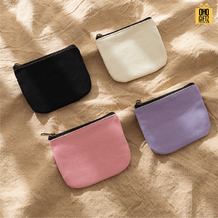 กระเป๋าใส่เหรียญผ้าแคนวาส สกรีนโลโก้ไม่จำกัดสี สกรีนโลโก้ ทำเป็นของพรีเมี่ยมได้