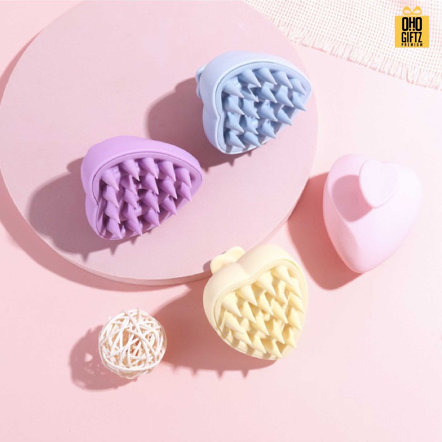 แปรงนวดผมทรงหัวใจ สกรีนโลโก้ ทำเป็นของพรีเมี่ยมได้