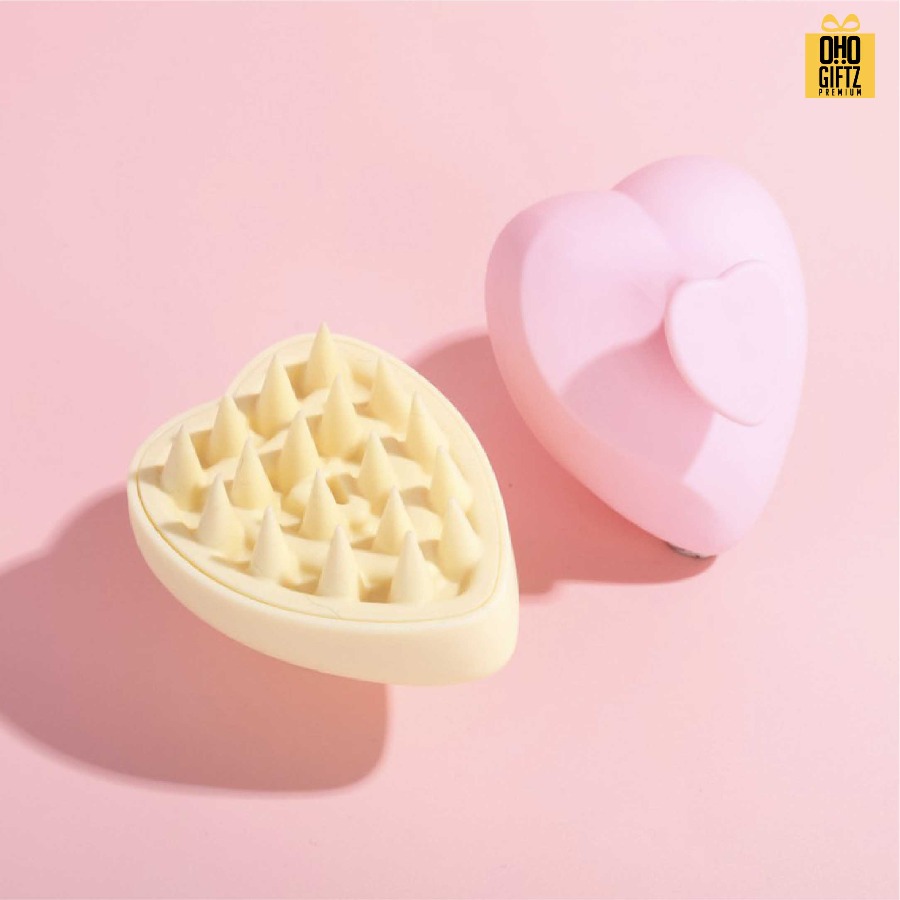 แปรงนวดผมทรงหัวใจ สกรีนโลโก้ ทำเป็นของพรีเมี่ยมได้