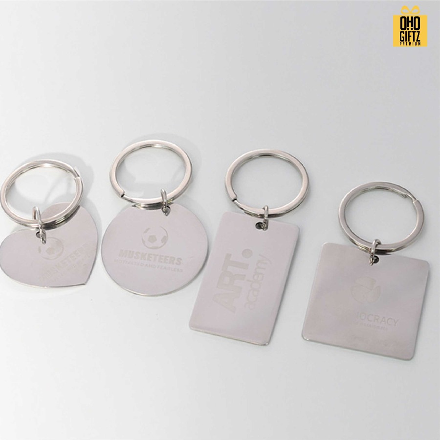 พวงกุญแจสแตนเลส เลเซอร์โลโก้ สกรีนโลโก้ ทำเป็นของพรีเมี่ยม ของชำร่วยได้