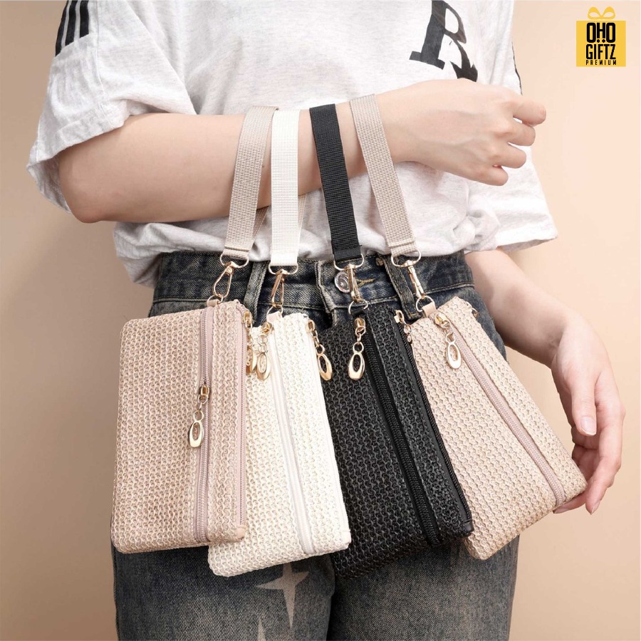 กระเป๋าเงินลายสาน สกรีนโลโก้ ทำเป็นของพรีเมี่ยมได้