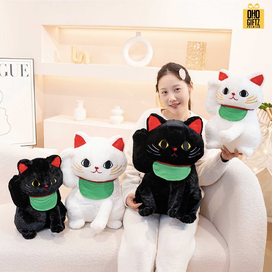 ตุ๊กตาแมวกวัก สกรีนโลโก้ ทำเป็นของพรีเมี่ยมได้ 