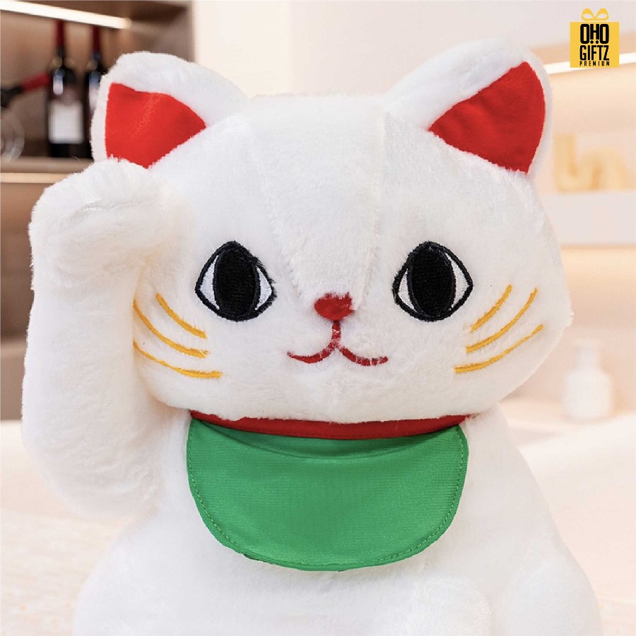 ตุ๊กตาแมวกวัก สกรีนโลโก้ ทำเป็นของพรีเมี่ยมได้ 