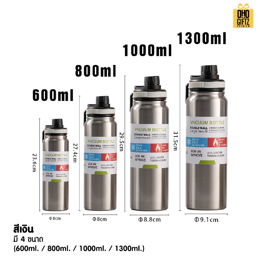 กระบอกน้ำสแตนเลสฝาล็อคอย่างดี สกรีนโลโก้ ทำเป็นของพรีเมี่ยมได้