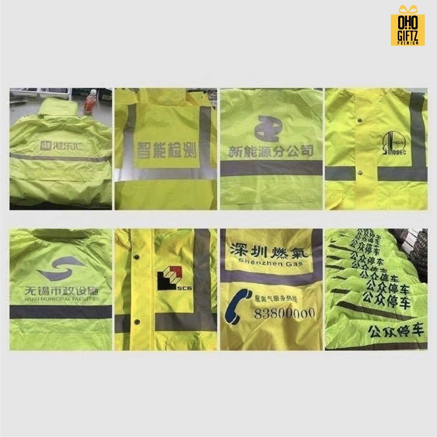 เสื้อกันฝนสะท้อนแสงจราจร สกรีนโลโก้ ทำเป็นของพรีเมี่ยมได้