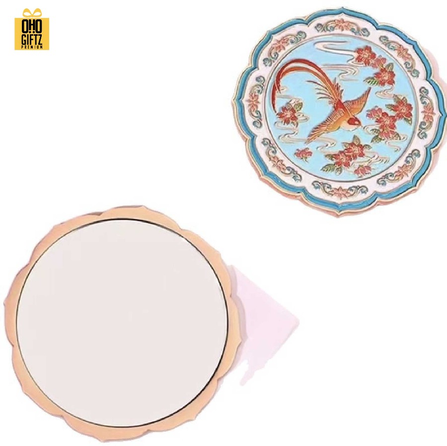 ตลับกระจกโลหะเคลือบสีแบบพกพา ดีไซน์ตามต้องการ สกรีนโลโก้ ทำเป็นของพรีเมี่ยมได้