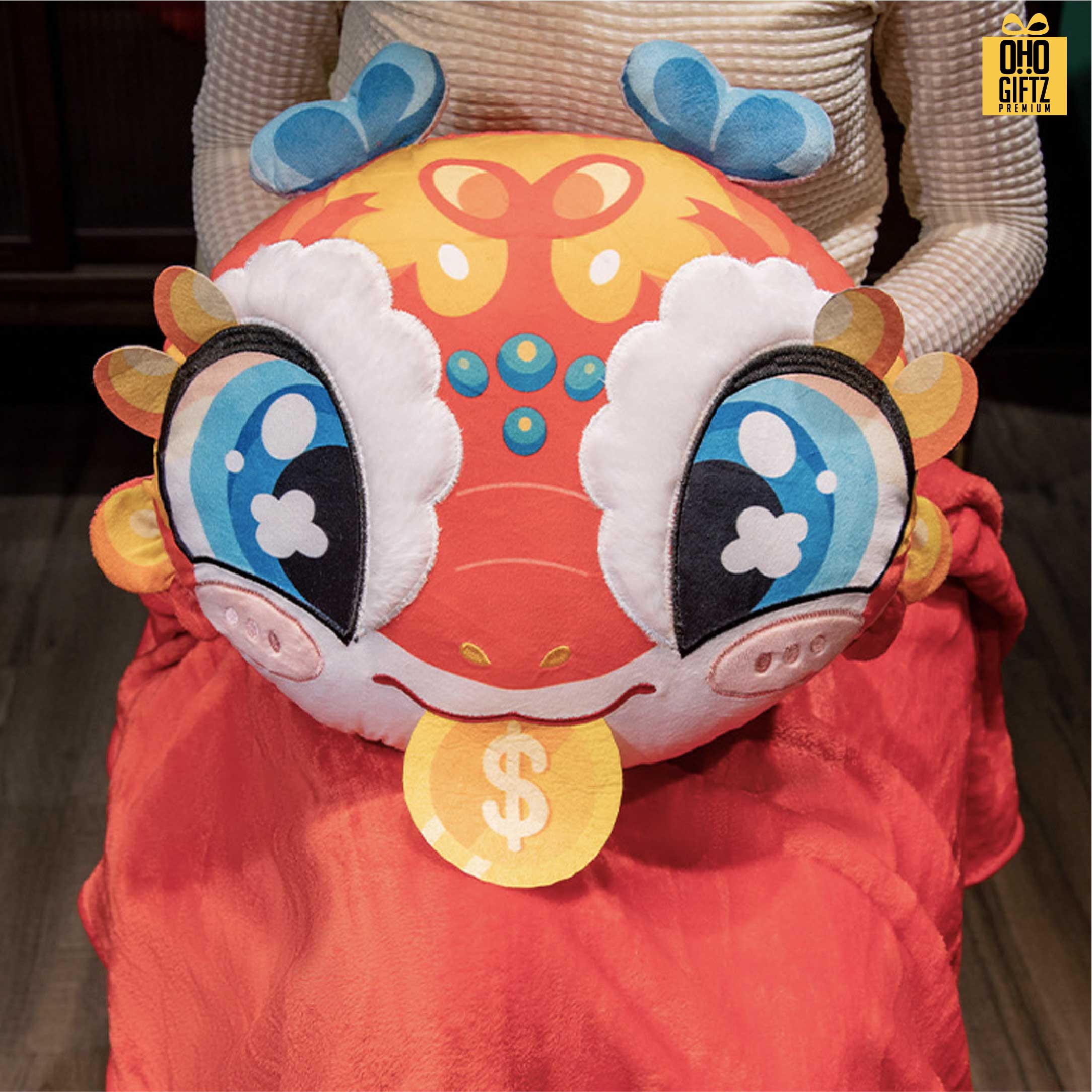 หมอนผ้าห่มปีมะโรงนำโชค สกรีนโลโก้  ติดลาเบล ทำเป็นของพรีเมี่ยมได้