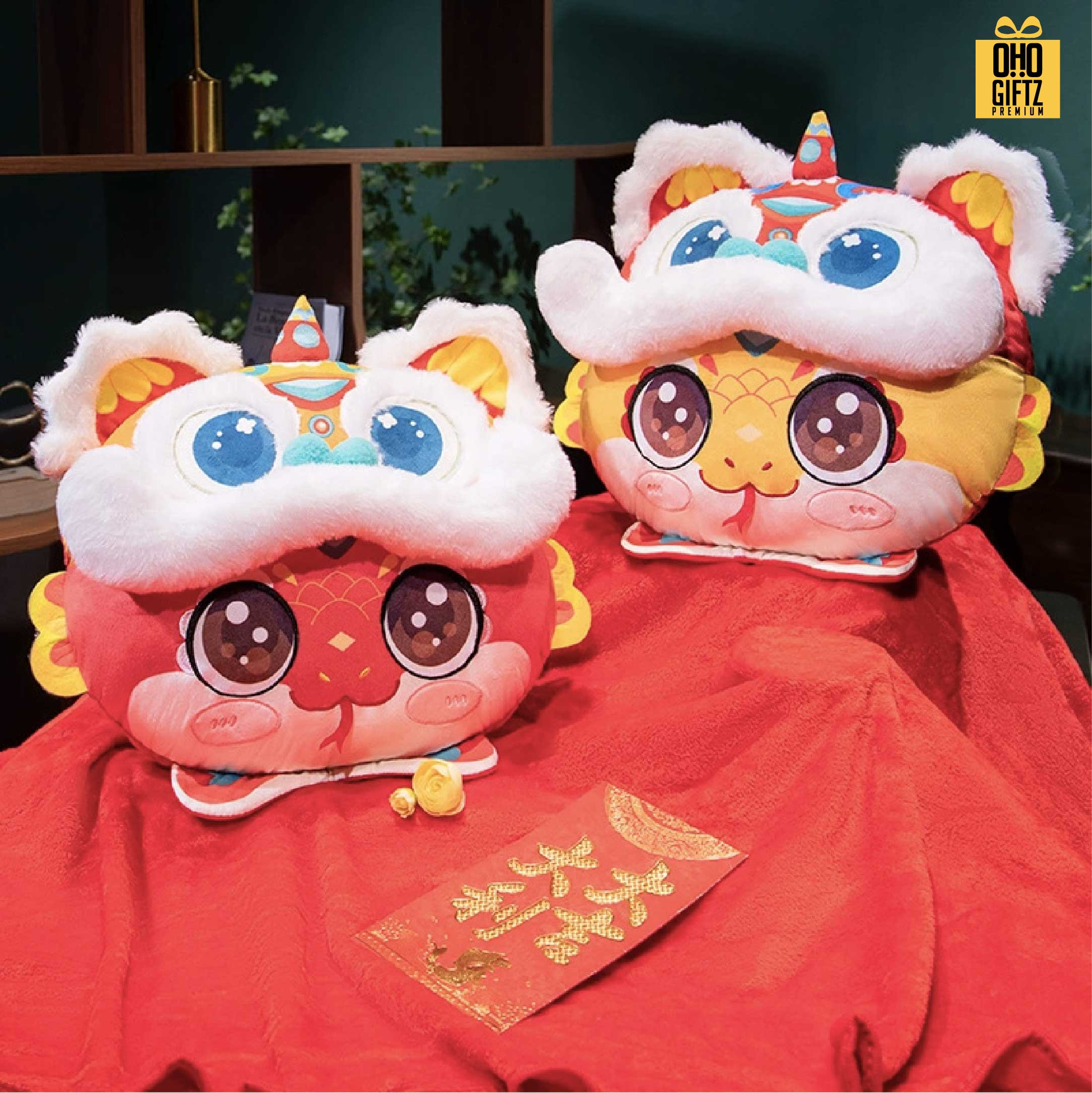 หมอนผ้าห่มปีมะโรงนำโชค สกรีนโลโก้  ติดลาเบล ทำเป็นของพรีเมี่ยมได้