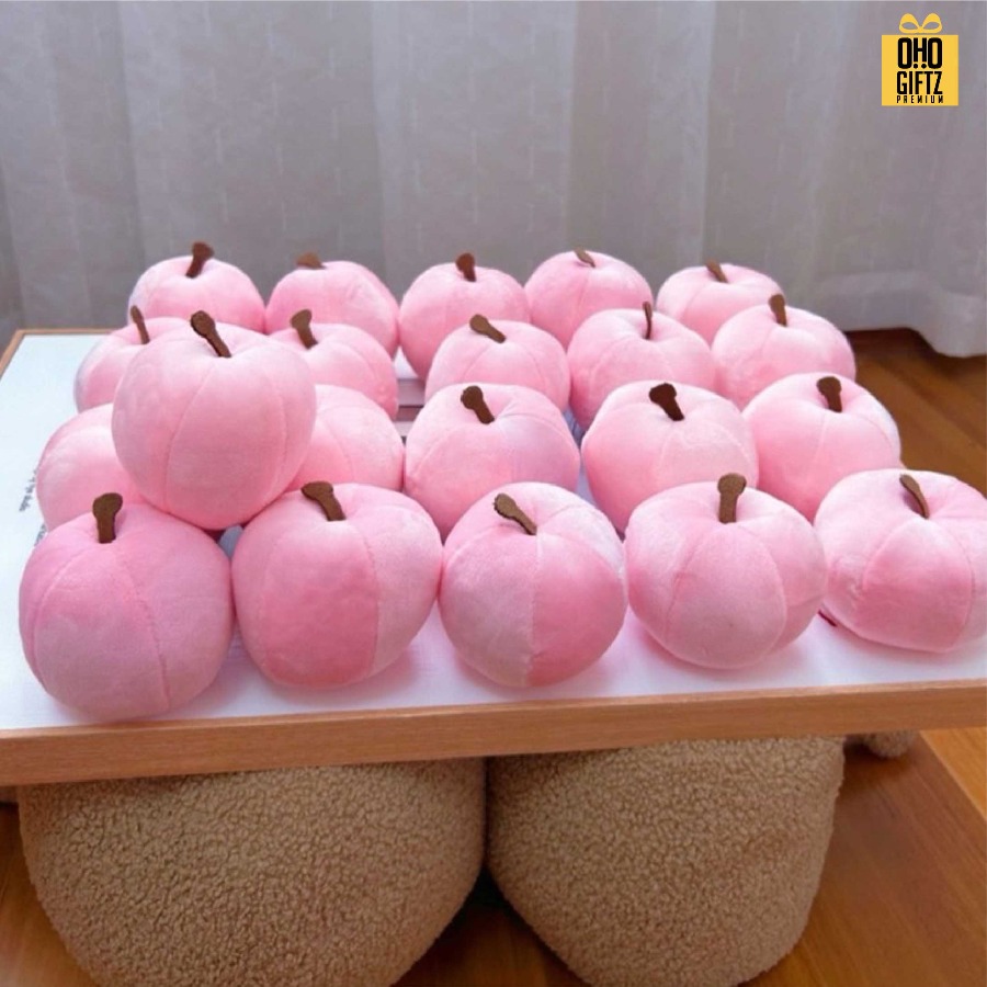 ตุ๊กตาลูกแอ๊ปเปิ้ล สกรีนโลโก้ ทำเป็นของพรีเมี่ยมได้ 