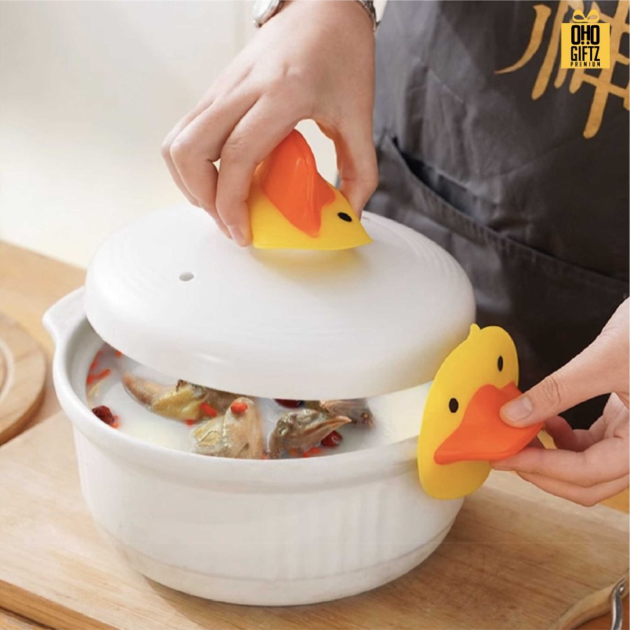 ที่จับของร้อนรูปเป็ด สกรีนชื่อ สกรีนโลโก้ ทำเป็นของพรีเมี่ยมได้