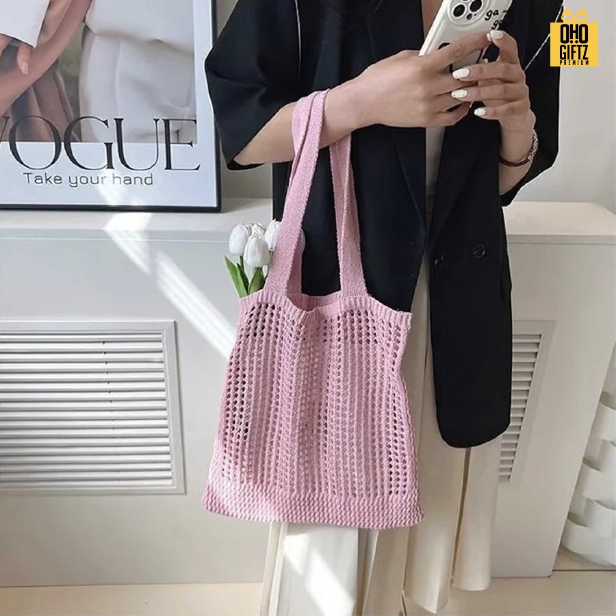 กระเป๋าผ้าตาข่าย สกรีนโลโก้ ทำเป็นของพรีเมี่ยมได้