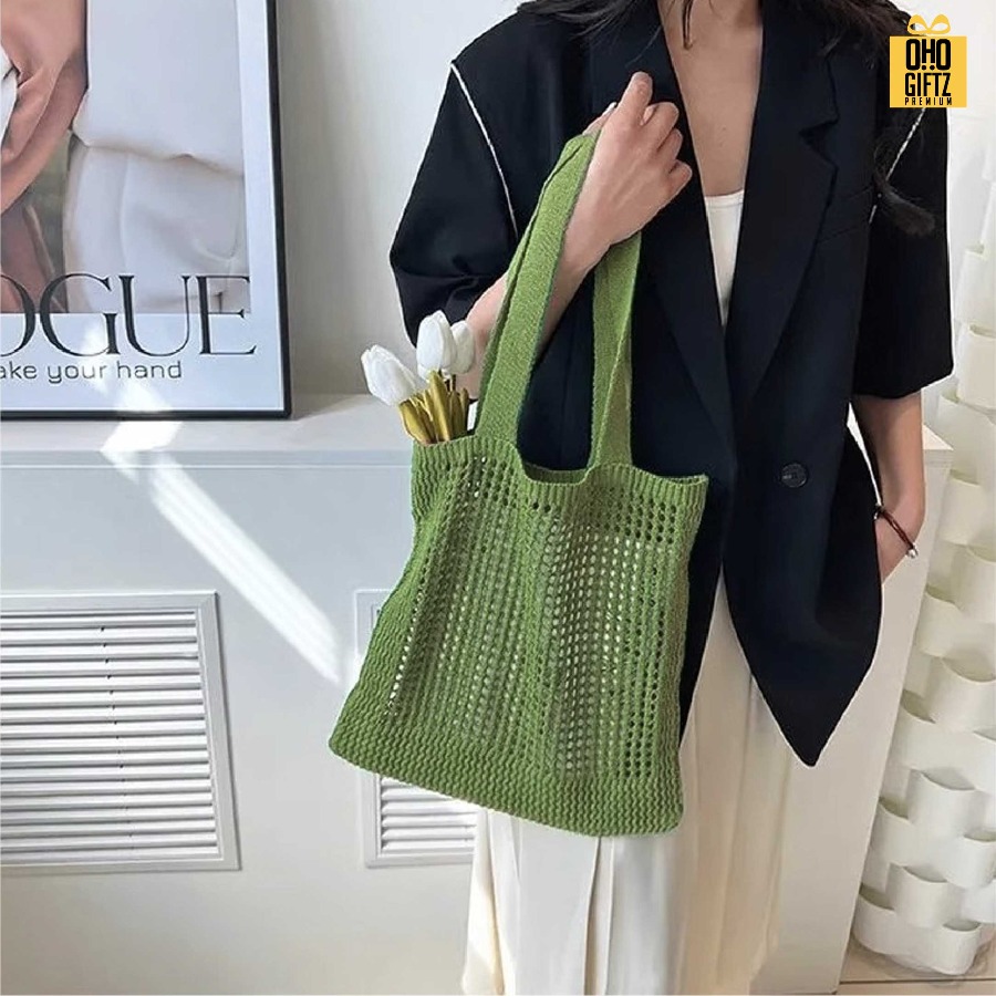 กระเป๋าผ้าตาข่าย สกรีนโลโก้ ทำเป็นของพรีเมี่ยมได้