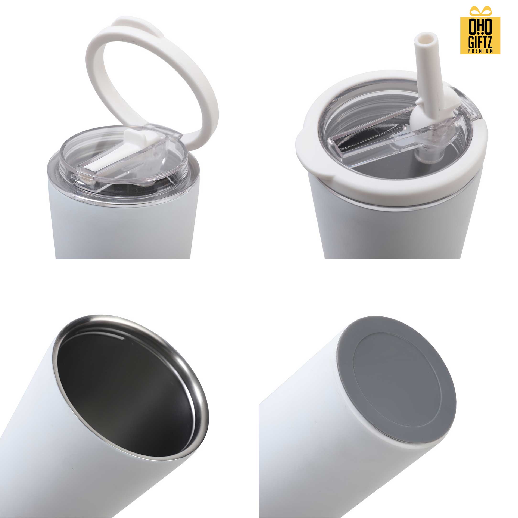 แก้วสแตนเลสทรงสูง พร้อมหลอดดูดในตัว สกรีนโลโก้ ทำเป็นของพรีเมี่ยมได้